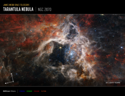 The most recent photo sent back from the Webb Space Telescope is of the Tarantula Nebula.