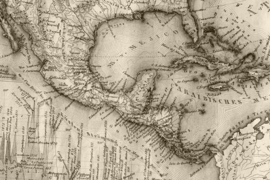 Picture of an old European map of North America dating back to 1843.