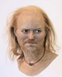 Reconstruction of a Viking Age man, found in Sigtuna, Sweden. Late 10th century. O D Nilsson The Viking Museum, Stockholm. https://www.odnilsson.com/gallery/reconstructions/#!jig[1]/NG/40