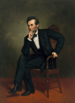Vintage portrait of Abraham Lincoln, 16th president of the United States of America.