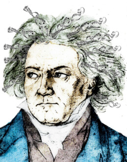 Illustration by Thomas Fairbanks after the August von Kloeber drawing in the H.C. Bodmer Collection, Beethoven-Haus, Bonn. Image credit: Beethoven-Haus Bonn / Thomas Fairbanks.