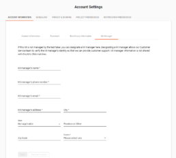 Kit Manager Form under Account Settings at FamilyTreeDNA