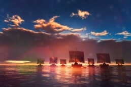 Viking Ships setting sail