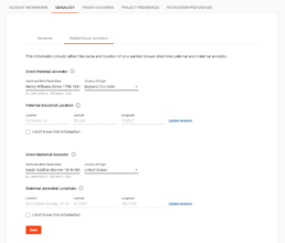 Account Settings Earliest Known Ancestor Information - FamilyTreeDNA Blog