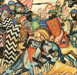 Depiction of a Reconquista battle, from the 13th century Cantigas de Santa Maria