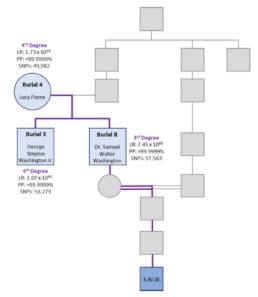 A limited version of Samuel walter Washington's pedigree and the results from the kinship predictions