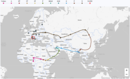 Migration Map from FamilyTreeDNA Discover showing the migration of haplogroup R-U152, an early haplogroup on George Washington's family line