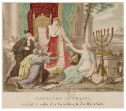 1806 print, in which Napoleon grants the Jews freedom to worship, represented by the hand given to the Jewish woman