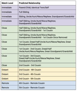 Possible Predicted Relationships By Match Level