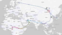 Migration map of Haplogroup N from the FamilyTreeDNA Discover report, highlighting the ancestral migration routes and geographic dispersal across Eurasia.