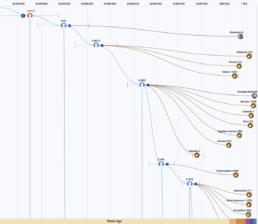 Y-DNA Time Tree showcasing the haplogroup E-P177 to P2 split around 47,000 BCE. Represents early migrations and genetic genealogy milestones in African populations as part of the 2024 Y-DNA haplogroup updates.