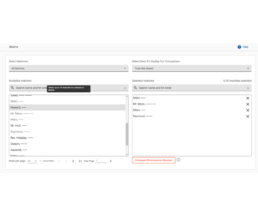 Screenshot of the Family Finder Matrix selection interface on FamilyTreeDNA. The image displays the options for selecting up to ten DNA matches, filtering available matches, and comparing selected matches using the Chromosome Browser or Matrix.